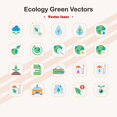 Ecology Green Vector Icons