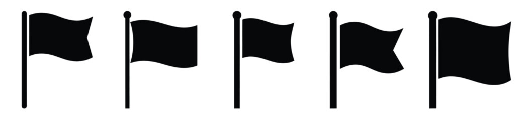 Set of beach flag vector icon in silhouette design. summer design concepts. © Pallobroy