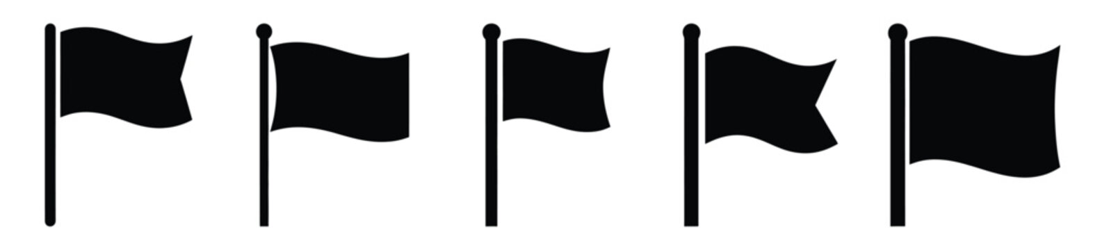 Set of beach flag vector icon in silhouette design. summer design concepts.