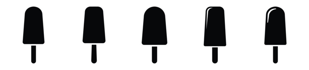 Set of ice lolly vector icon in silhouette design. summer design concepts.