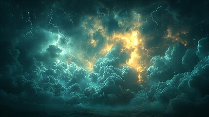 Powerful Storm Clouds with Lightning