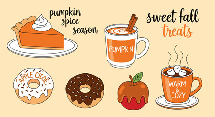 Sweet Fall Treats Autumn Food Illustration Collection