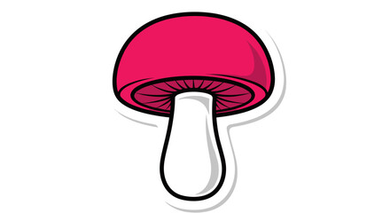 Pink Mushroom Simple Sticker Illustration