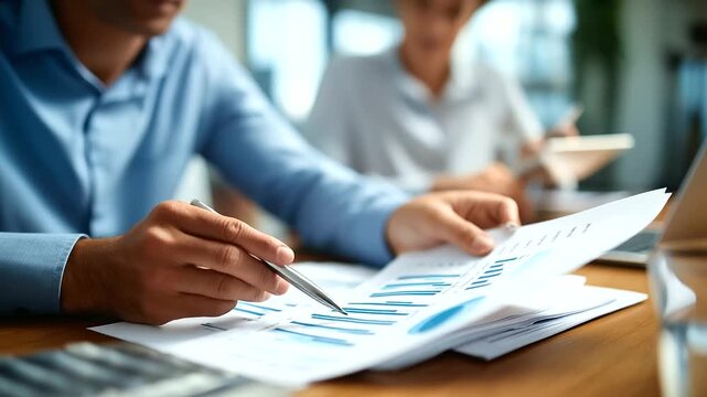 Faceless business adviser meeting to analyze discuss situation on financial report in meeting room investment consultant financial consultant financial advisor accounting