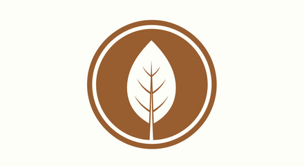 Natural Leaf Logo in Brown Circle Badge Design