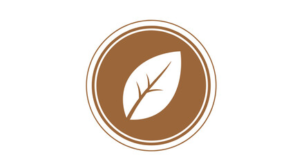 Natural Leaf Logo in Brown Circle Badge Design