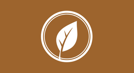 Natural Leaf Logo in Brown Circle Badge Design