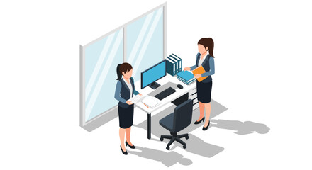 Professional Business Collaborating at Modern Office Desk