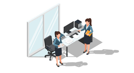 Professional Business Collaborating at Modern Office Desk