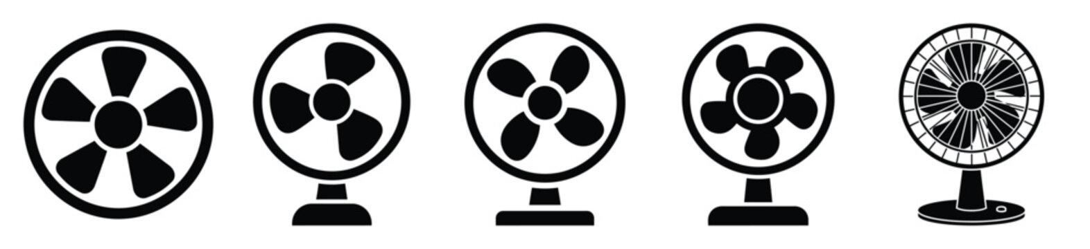 Set of summer fan vector icon in silhouette design. summer design concepts.