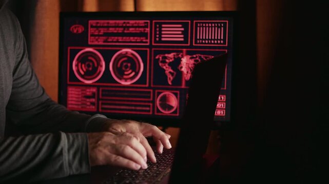 Security analysts scrutinize malicious code with geographic insights and technology, Cybersecurity professionals apply advanced visualization and geographical data to understand cyber threats concept