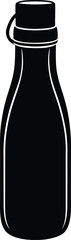 Black Bottle Icon – Water Bottle Silhouette Vector