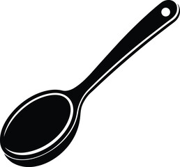 Black Spoon Icon – Kitchen Utensil Silhouette Vector