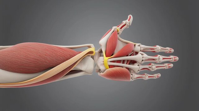 Human Palmaris Brevis Tendon Anatomy and Flexor Muscles Animation
