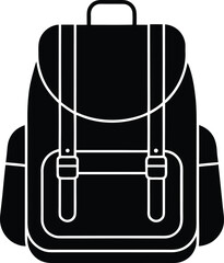 Black Backpack Silhouette Icon Vector