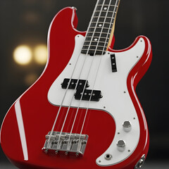 Red Electric Bass Guitar Close Up electric guitar musical instrument