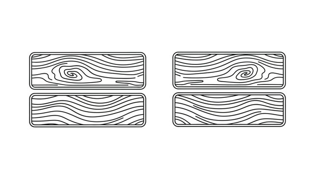 Simple illustration of four rectangular wood planks with wavy grain patterns