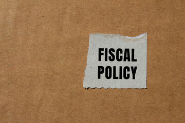 Fiscal Policy message written on ripped torn paper background. Conceptual Fiscal Policy symbol. Copy space.