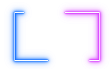 Neon corner brackets. Blue and pink glowing corners. Highlight frame accents for posts. Graphic elements for UI and layouts.