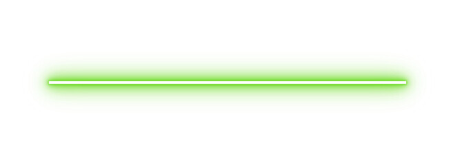 Green glowing line. Neon horizontal divider. Graphic element for UI and layouts