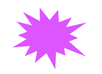 Purple starburst shape. Bold jagged explosion form. Abstract badge element for highlights. Graphic shape for stickers and labels