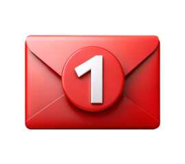 Red envelope with number one icon design element isolated on transparent background