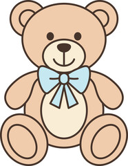 Illustration of Cute Teddy Bear with Bow