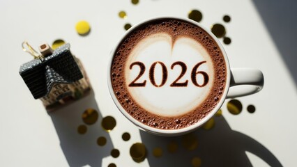 happy new year, new year's eve, silvester, new year, sparklers celebration greeting card, new year card - Year 2026 in sparkler font and firework fireworks pyrotechnic, on blue night sky background