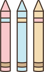 Illustration of Crayons in Pastel Colors