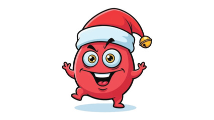 Festive Character: A jolly, cartoonish figure, adorned in a santa hat with a bell, emanates joy and holiday cheer.