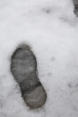 Single Footprint in Fresh Winter Snow