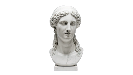 Marble Bust of Woman on White Background