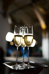 Champagne Flutes on a Serving Tray