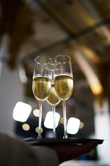 Champagne Flutes on a Serving Tray