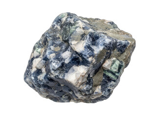 Obraz premium Mineral Rock with Quartz and Emerald Crystals on White Background