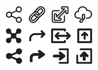 Set of social media icons featuring mail, camera, notification, and like/dislike buttons