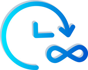 3D Infinite Time Icon with Clock and Infinity Symbol