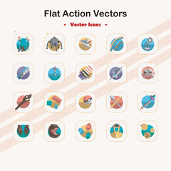 Flat Action Vector Icons Set