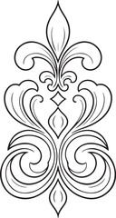 Classic elegant symmetrical ornamental scroll design line art