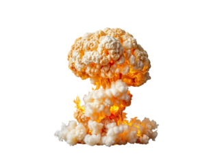 Powerful Mushroom Cloud Explosion on Transparent Background
