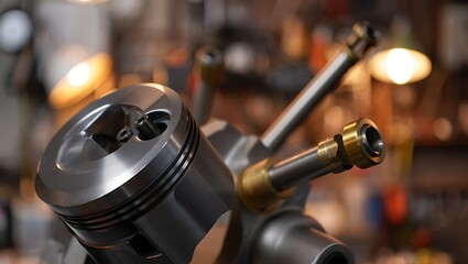 Metallic automotive engine piston and connecting rod assembly