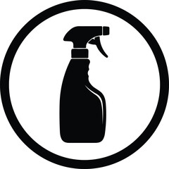 Illustration spray bottle in circle frame cleaning equipment silhouette vector