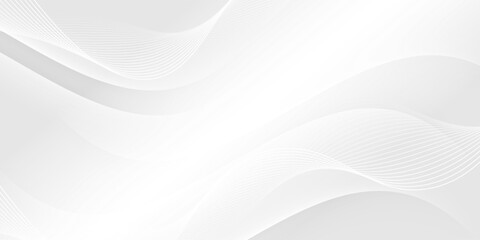 Abstract white wave vector background. Elegant dynamic waves design. Smooth and clean graphic pattern. Modern soft gradient texture. Vector Illustration