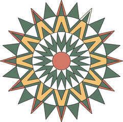 Abstract geometric star mandala design with muted earthy colors