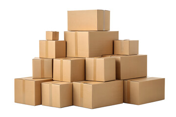 Fototapeta premium A stack of various sized cardboard boxes, perfect for shipping, moving, and storage, showcasing a practical and organized solution for your packaging needs