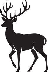 Fototapeta premium Simple Black Deer Silhouette Isolated on White. Vector black silhouette. with white background