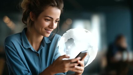 Faceless young woman using smartphone device social media concept mobile communication digital connectivity online networking social platform interaction internet engagement - Powered by Adobe