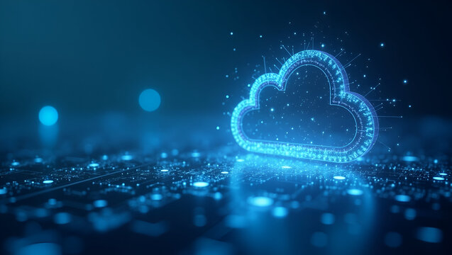 Futuristic Cloud Platform Ecosystem: Merging Managed IT Services with Innovative Cloud Computing for Scalable Digital Transformation - Photo Stock Concept