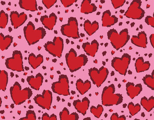 Seamless pattern Valentine Love Theme  Trendy Romantic  Sweet background with Hand Brushed drawn  Style Design for fashion ,