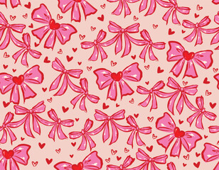 Seamless pattern Valentine Love Theme  Trendy Romantic  Sweet background with Hand Brushed drawn  Style Design for fashion ,